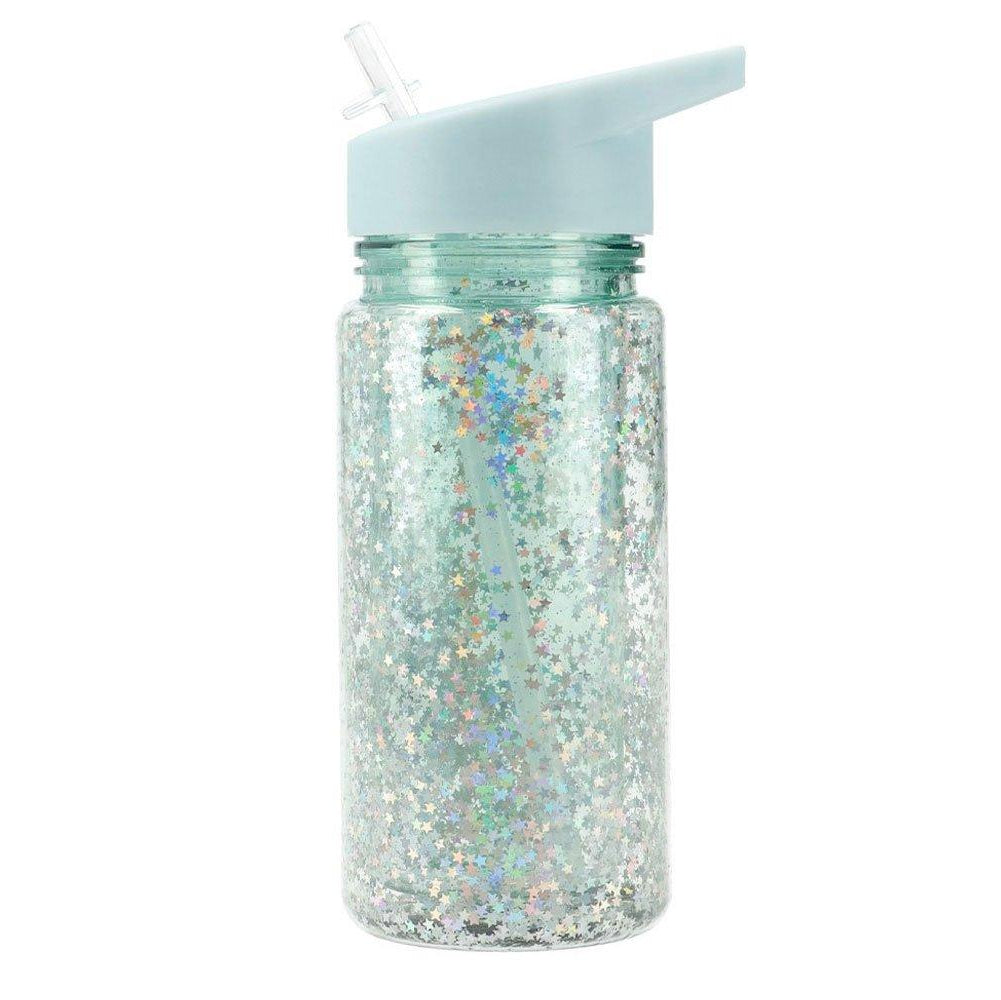 Garrafa com Palhinha com Glitters - Azul