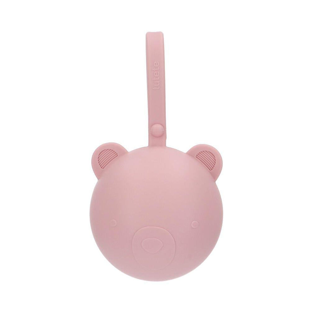 Porta-Chupetas Silicone - Urso Rosa
