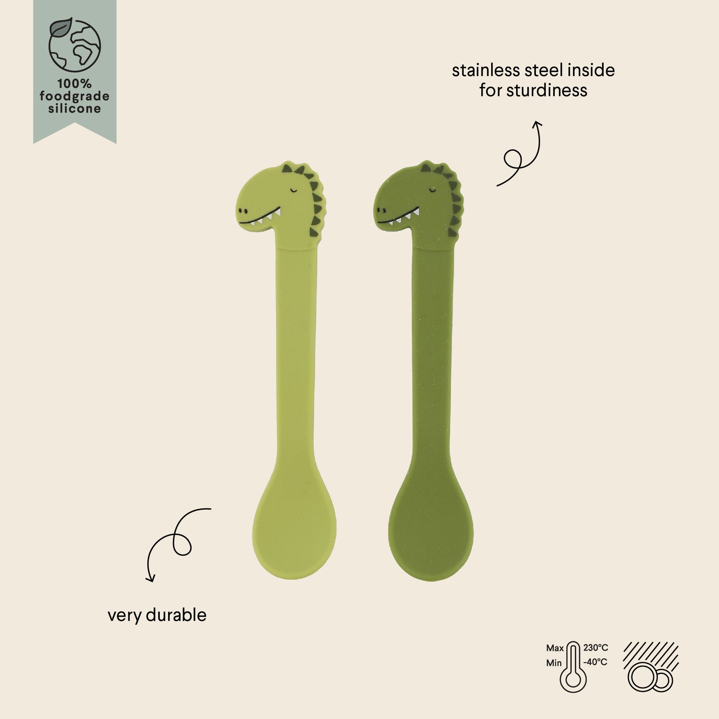 Pack 2 Colheres de Silicone - Mr Dino