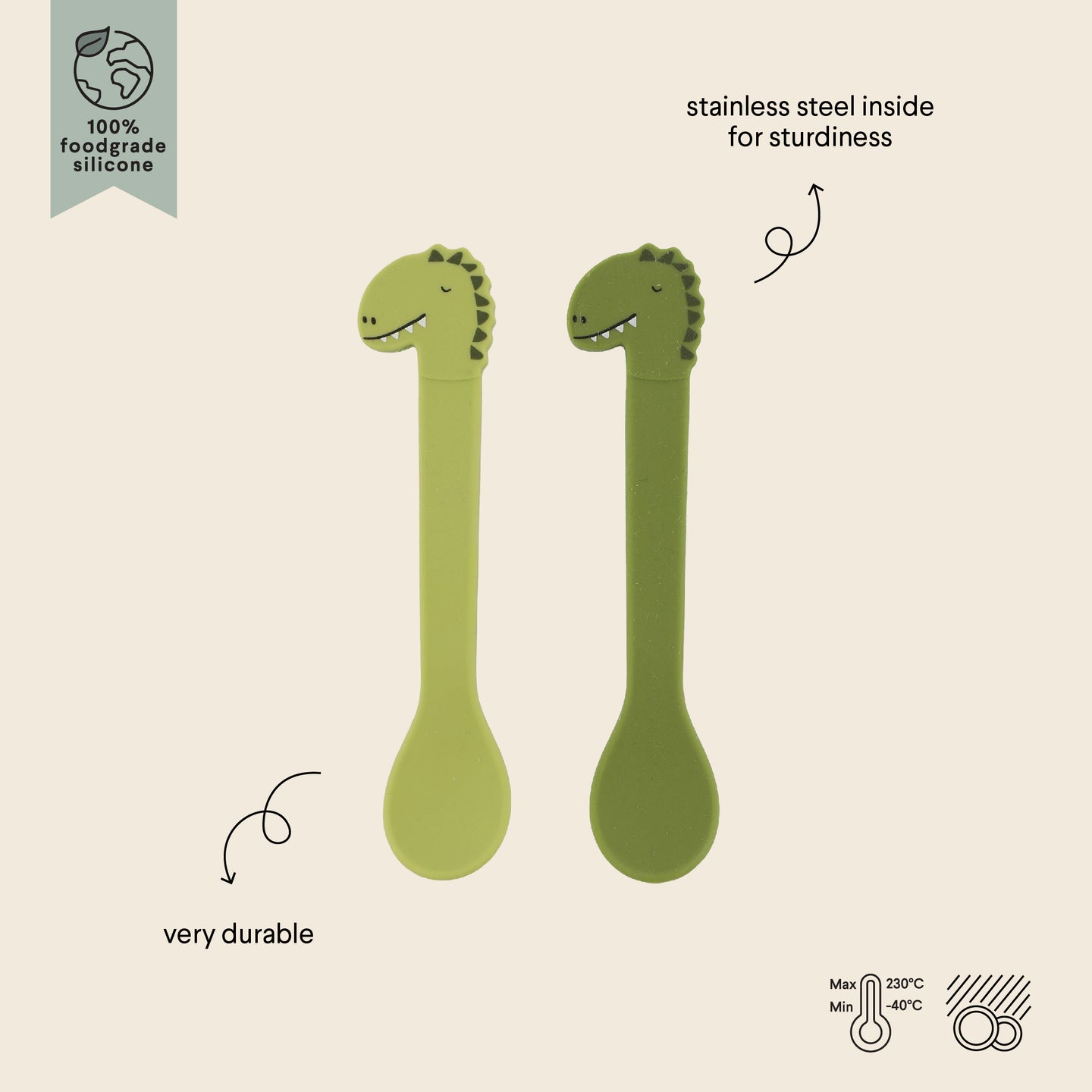 Pack 2 Colheres de Silicone - Mr Dino