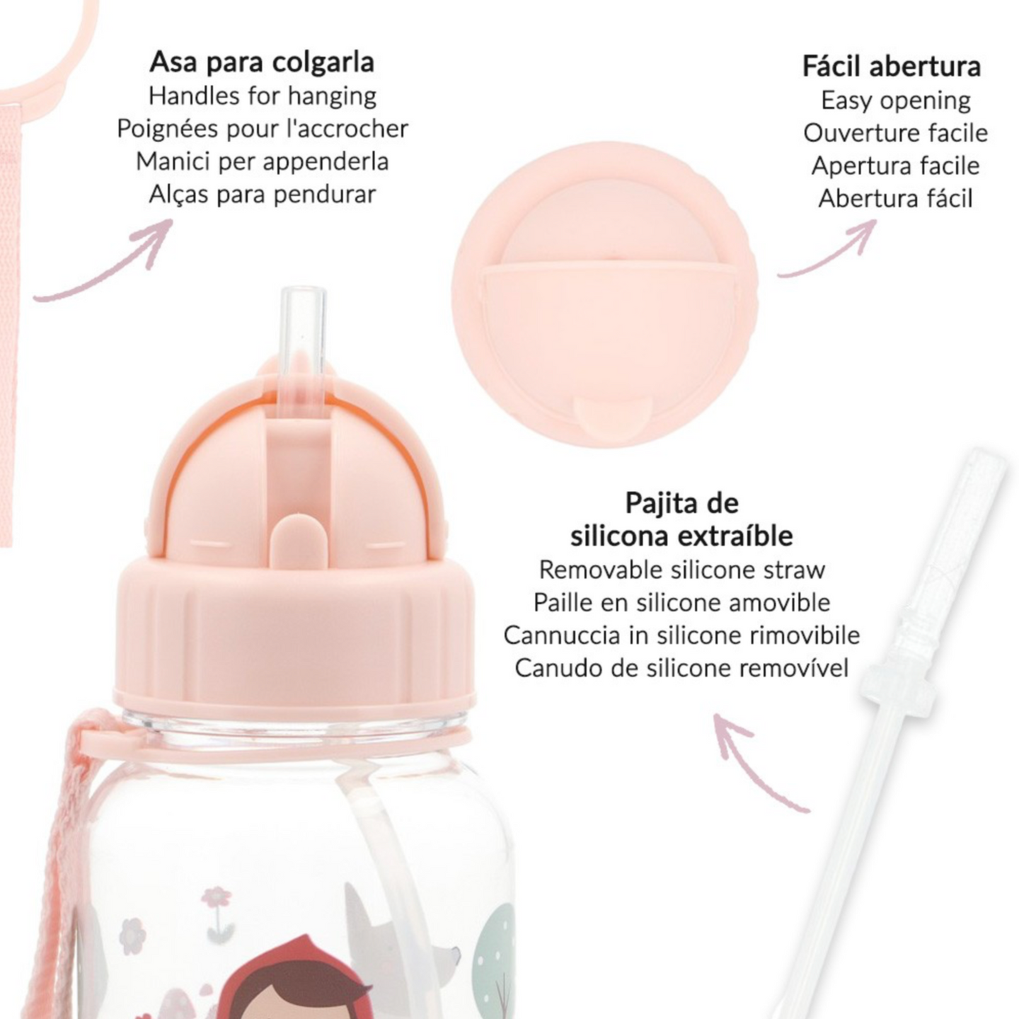 Garrafa com Palhinha - O Capuchinho Vermelho