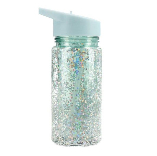 Garrafa com Palhinha com Glitters - Azul