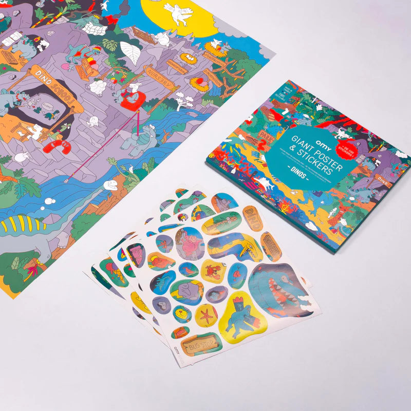 Poster com autocolantes - Dinos