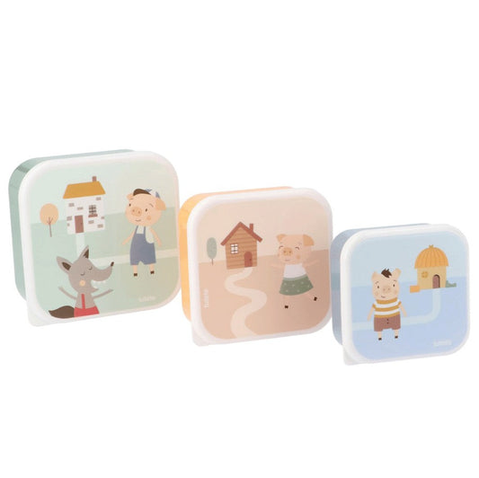 Set 3 Caixas de Almoço - 230/350/500ml - Os Três Porquinhos