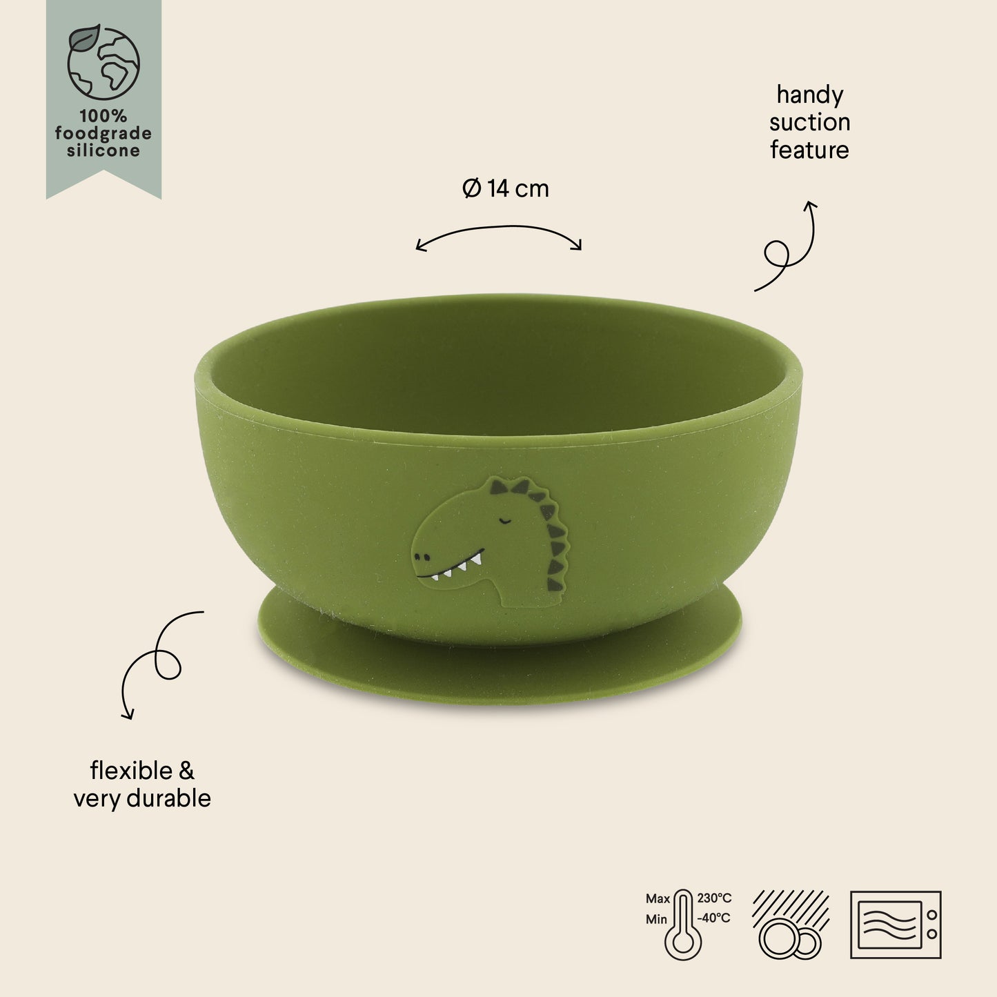 Taça de Silicone com Base de Sucção - Mr Dino
