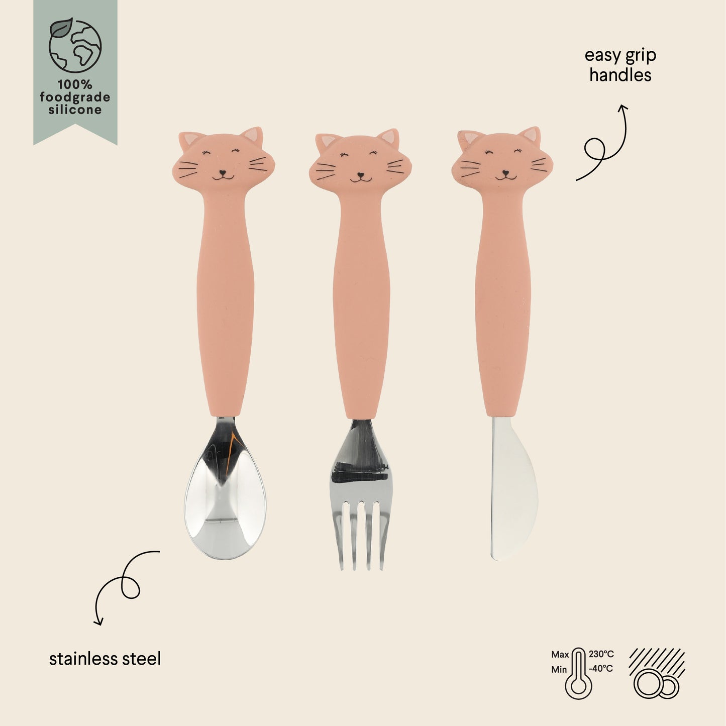 Set 3 Talheres Silicone - Mrs Cat